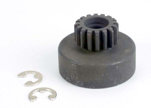 Traxxas Clutch bell, (16-tooth)/5x8x0.5mm fiber washer (2)/ 5mm E-clip (requires