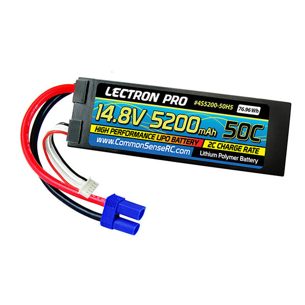 Common Sense RC Lectron Pro 14.8V 5200mAh 50C Lipo Battery Hard Case with EC5 Connector