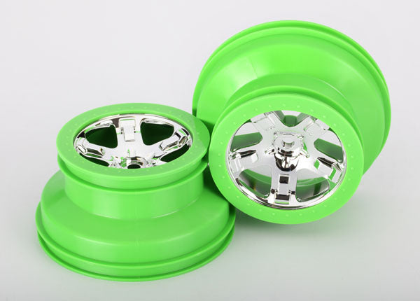 Traxxas Dual Profile Short Course Wheels (Chrome/Green) (2) (Slash Rear) 12mm Hex