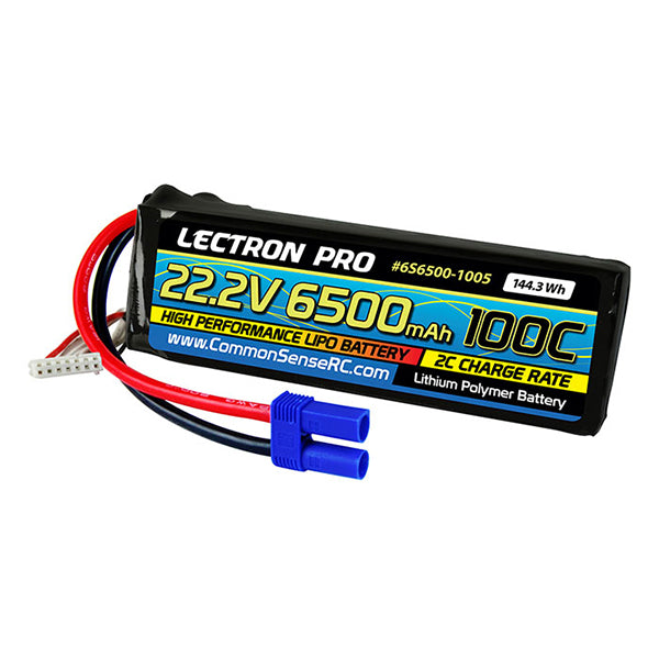Common Sense RC Lectron Pro 22.2V 6500mAh 100C Lipo Battery with EC5 Connector
