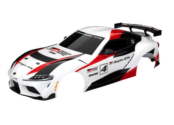 Traxxas Body, Toyota Supra GT4, complete (white) (painted, decals applied) (includes side mirrors, spoiler, grilles, vents, & clipless mounting)