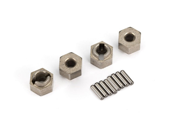 TRAXXAS Wheel hubs, 7mm hex (steel) (4)/ axle pins (8)