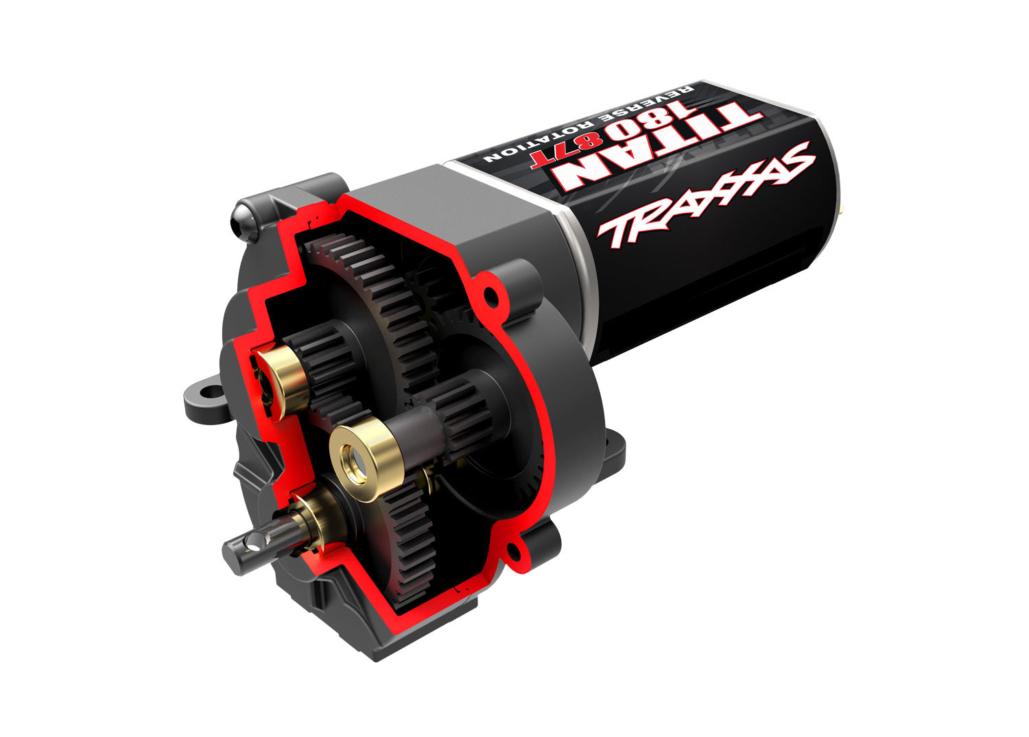 TRAXXAS Transmission, complete (low range (crawl) gearing) (40.3:1 reduction ratio) (includes Titan® 87T motor)