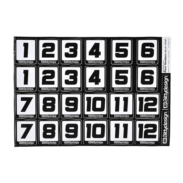 Bittydesign Race Number Decal Sheets