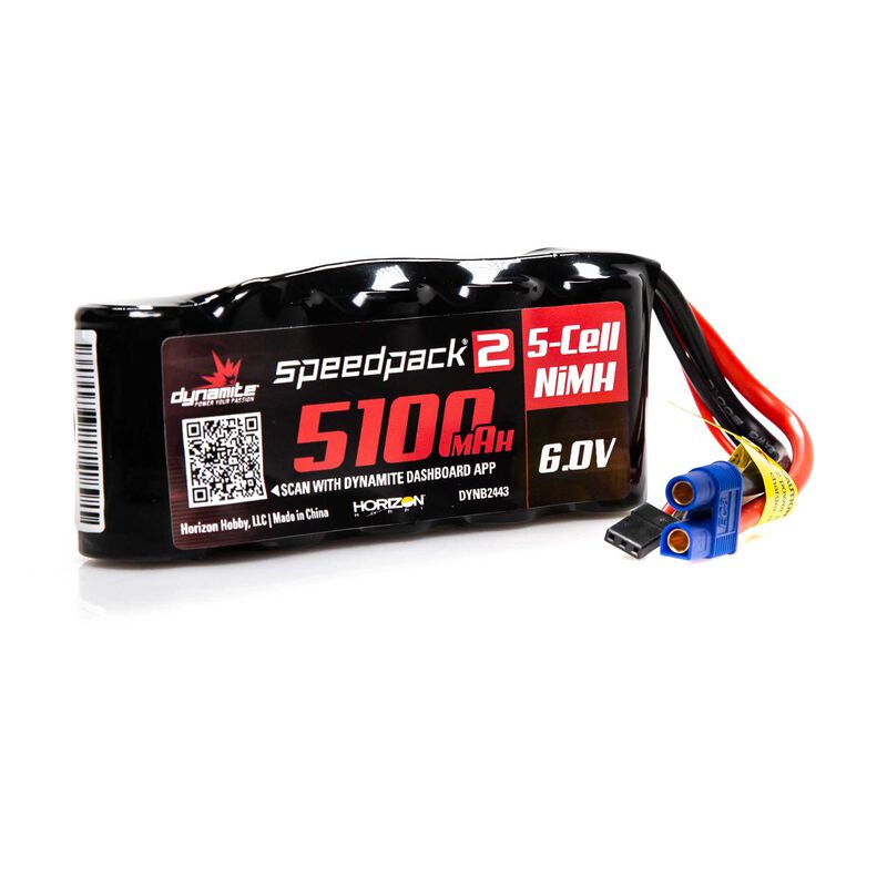 Dynamite Speedpack2 6V 5100mAh 5C NiMH, Flat Receiver Pack