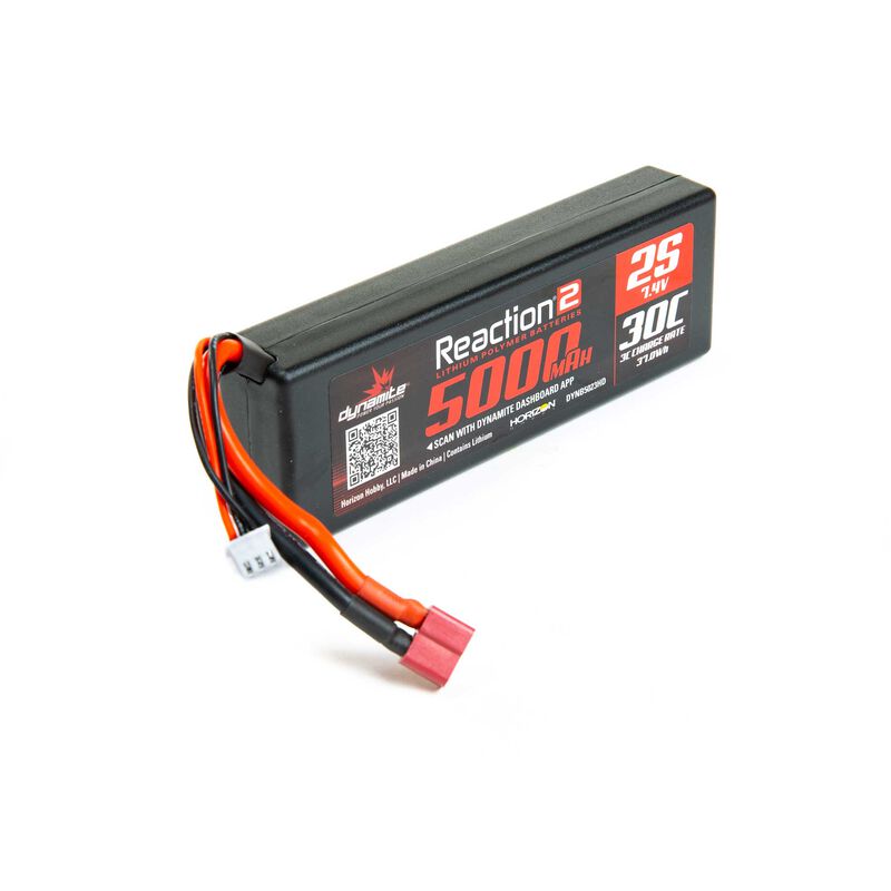 Dynamite Reaction 2 2S Hard Case 30C Li-Poly Battery Pack (7.4V/5000mAh) w/Deans Connector