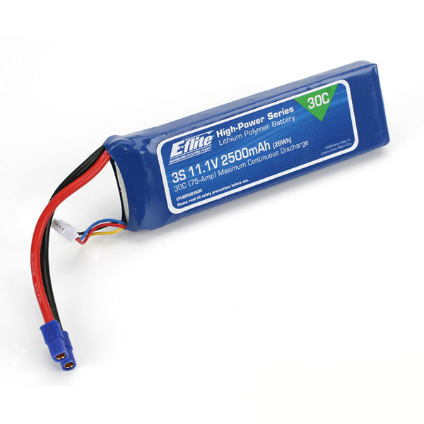 E-flite 11.1V 2500mAh 3S 30C LiPo, Battery: EC3 Default Title  EFLB25003S30