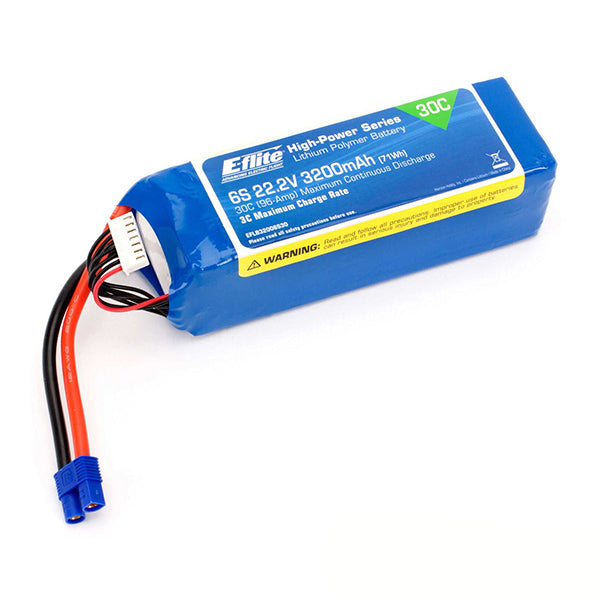 E-flite 3200mAh 6S 22.2V 30C LiPo, 12AWG EC3 Default Title EFLB32006S30