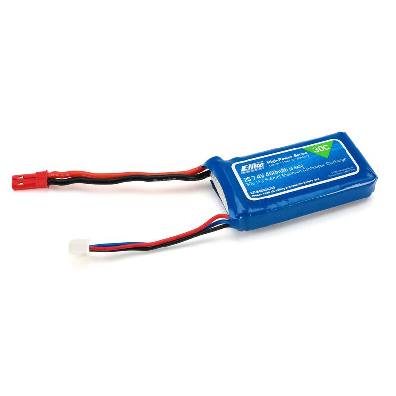 E-flite 2S LiPo Battery 30C (7.4V/450mAh) w/JST Connector