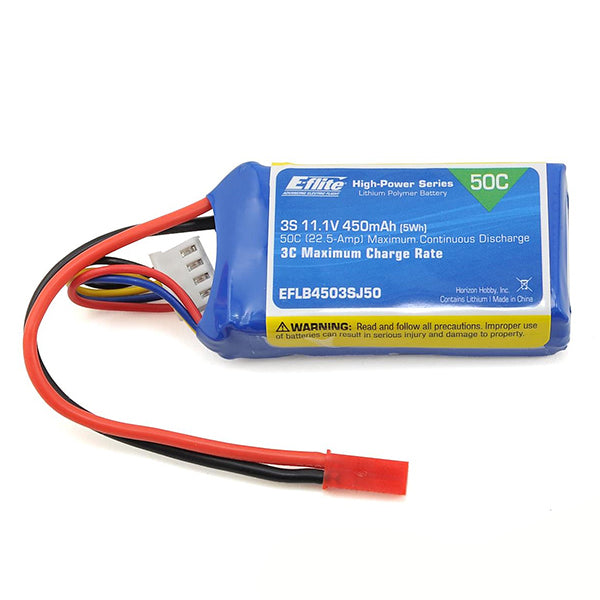 E-flite 450mAh 3S 11.1V 50C LiPo Connector w/JST Connector Default Title EFLB4503SJ50