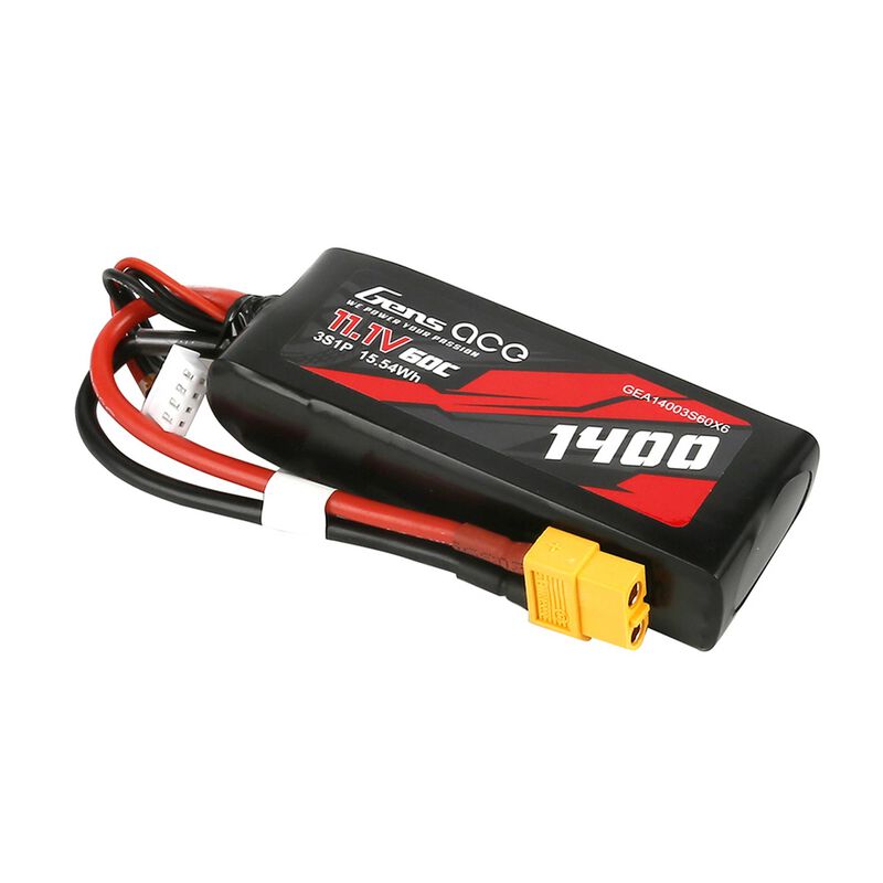 Gens Ace 3s LiPo Battery 60C (11.1V/1400mAh) w/XT-60 Connector