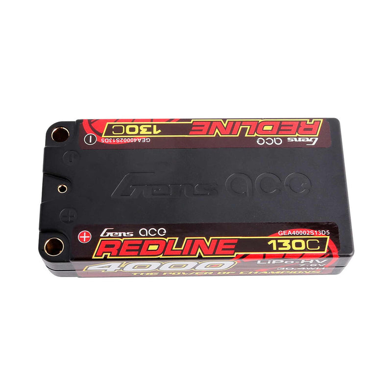 Gens Ace Redline 2S LiHV LiPo LCG Battery 130C (7.6V/4000mAh) w/5mm Bullets