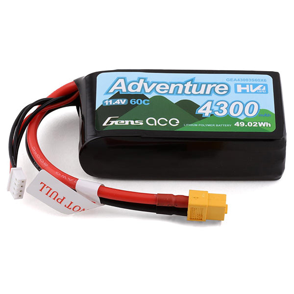 Gens Ace 3s LiHV LiPo Battery 60C (11.4V/4300mAh) w/XT-60 Connector