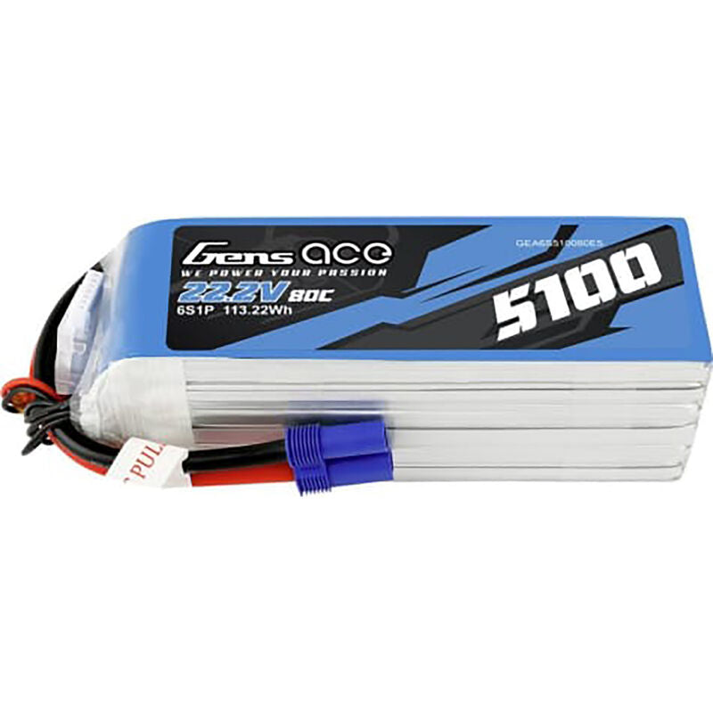 Gens Ace 6s LiPo Battery 60C (22.2V/5100mAh) w/EC5 Connector