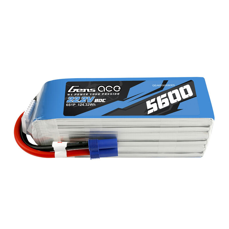 GensAce 22.2V 5600mAh 6S 80C LiPo Battery: EC5