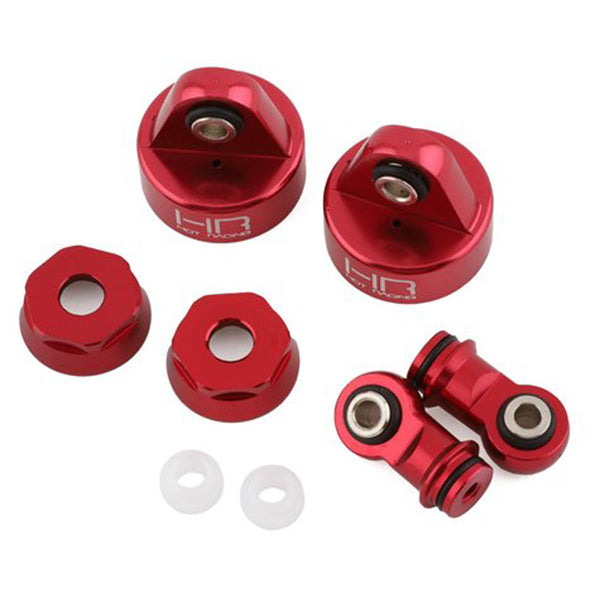 Hot Racing Aluminum Shock Damper Caps & Ends (Red) (2)