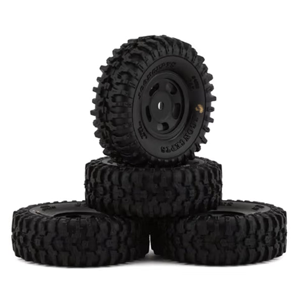 JConcepts SCX24 1.0" Tusk Pre-Mounted Tires w/Glide 5 Wheels (4) (Black) (Gold) w/7mm Hex Default Title
