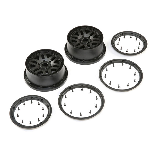 Losi 1/5 Front/Rear 4.75 Wheel and Beadlock Set, 24mm Hex, Black (2): 5ive-T 2.0 Default Title
