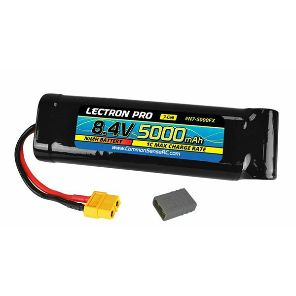 Common Sense RC Lectron Pro NiMH 8.4V (7-cell) 5000mAh Flat Pack with XT60 Connector + CSRC adapter for XT60