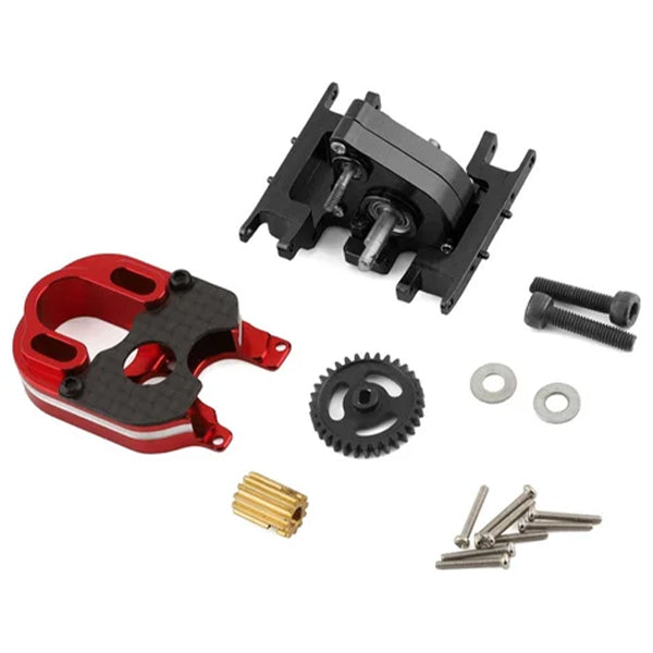 NEXX Racing SCX24 2204 Motor Mount & Conversion Gearbox Set (Black/Red)