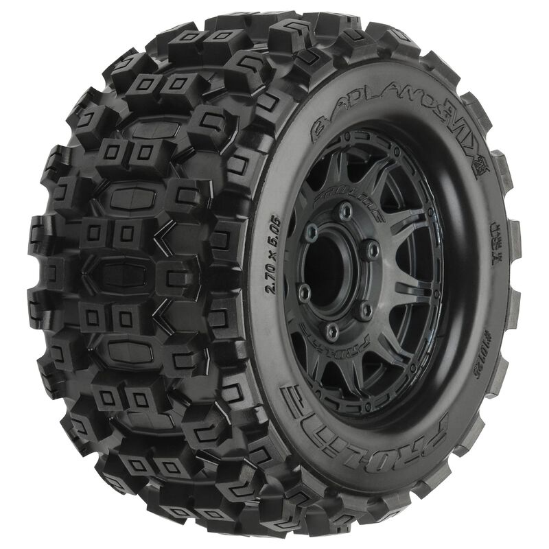 Pro-Line Badlands MX28 2.8" Pre-Mounted Tires w/Raid 6x30 Wheels (2) (M2) (Black) w/Removable Hex