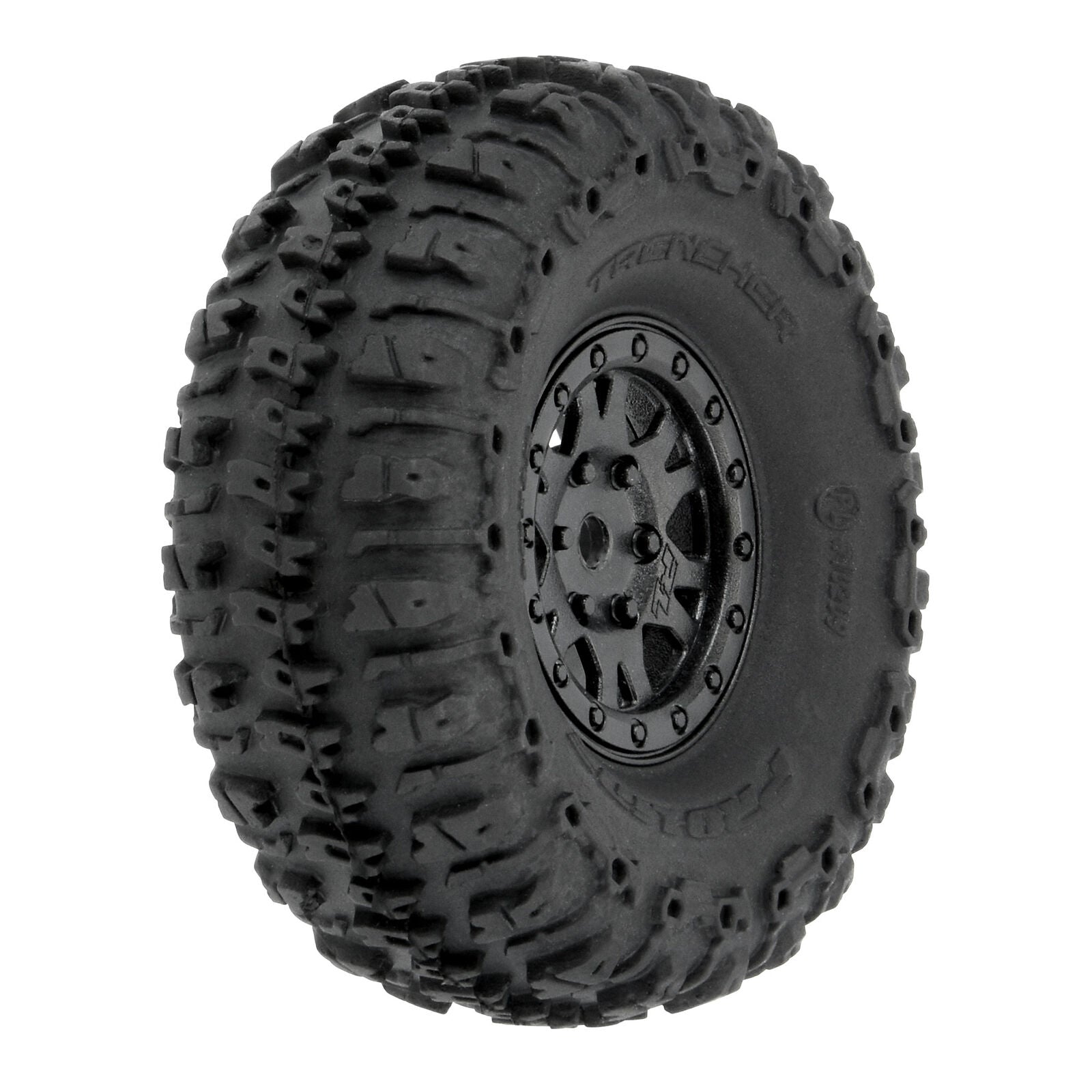 PROLINE 1/24 Trencher Fr/Rr 1.0" Tires Mounted 7mm Black Impulse (4): SCX24