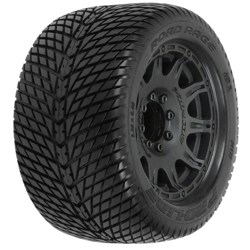 Pro-Line Road Rage MX38 3.8" Tire w/Raid 8x32 Wheels (2) (Black) (M2) w/Removable Hex