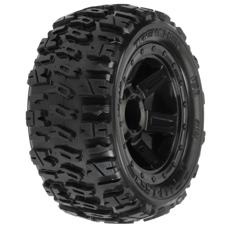 Pro-Line Pre-Mounted Trencher Desperado Wheels (2) (1/16 E-Revo) (Black)