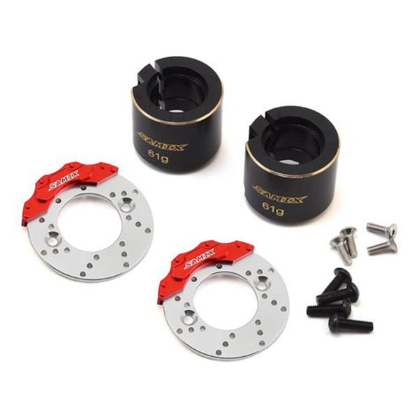 Samix SCX10 II Brass Rear Brake Adapter w/Brake Rotor (Black) (2)