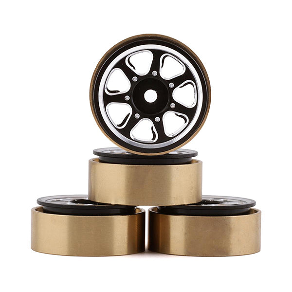 Samix SCX24 Aluminum & Brass 1.0" Beadlock Wheel Set (Black) (4) Default Title