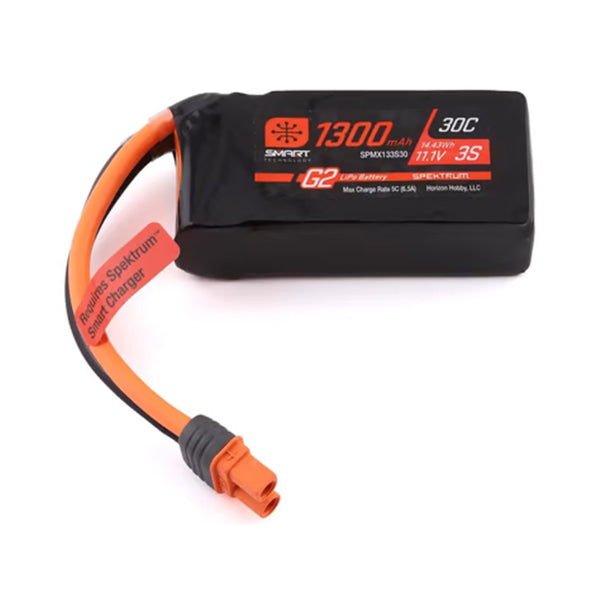 Spektrum RC 11.1V 1300mAh 3S 30C Smart G2 LiPo Battery: IC3 Default Title