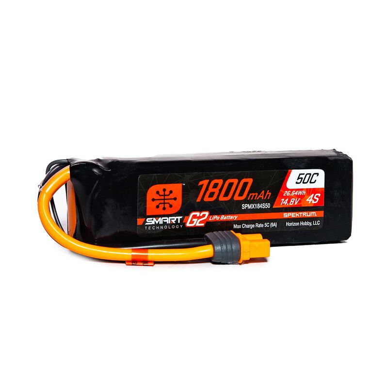 Spektrum RC 14.8V 1800mAh 4S 50C Smart G2 LiPo Battery: IC3