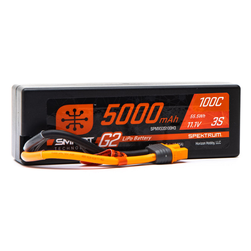 Spektrum11.1V 5000mAh 3S 100C Smart G2 Hardcase LiPo Battery IC3