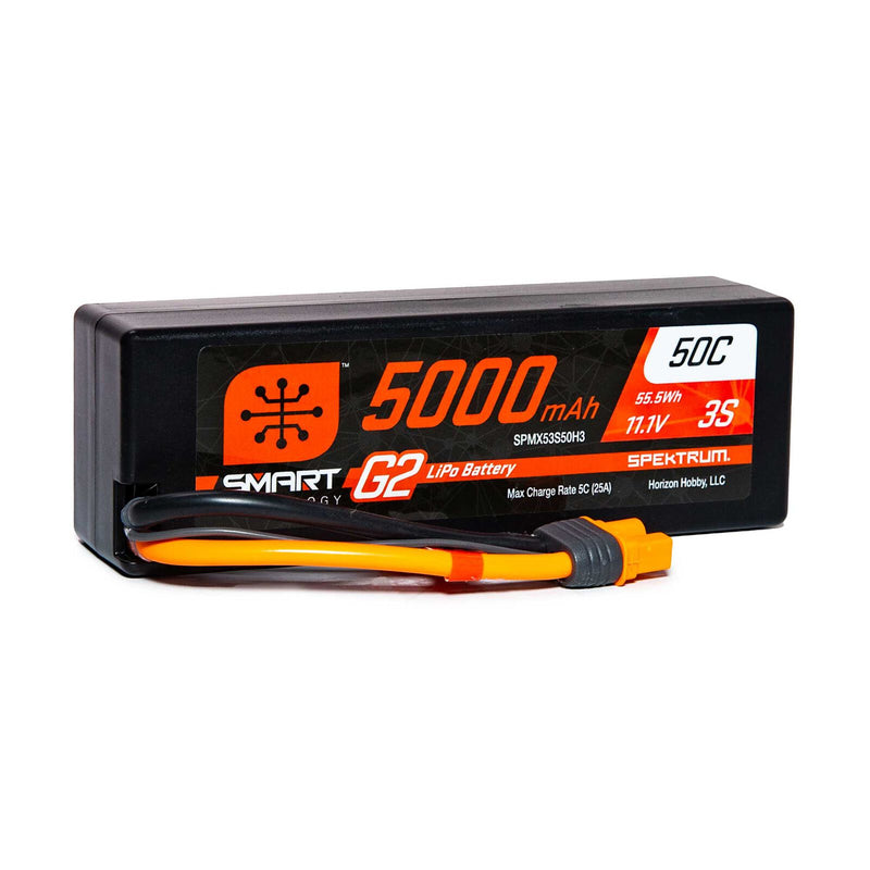 Spektrum RC 11.1V 5000mAh 3S 50C Smart G2 Hardcase LiPo Battery: IC3