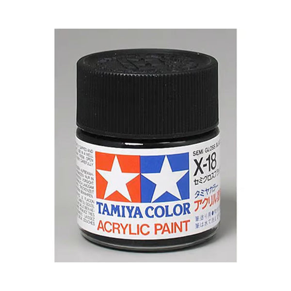 Tamiya X-18 Black Semi-Gloss Acrylic Paint (23ml) Default Title