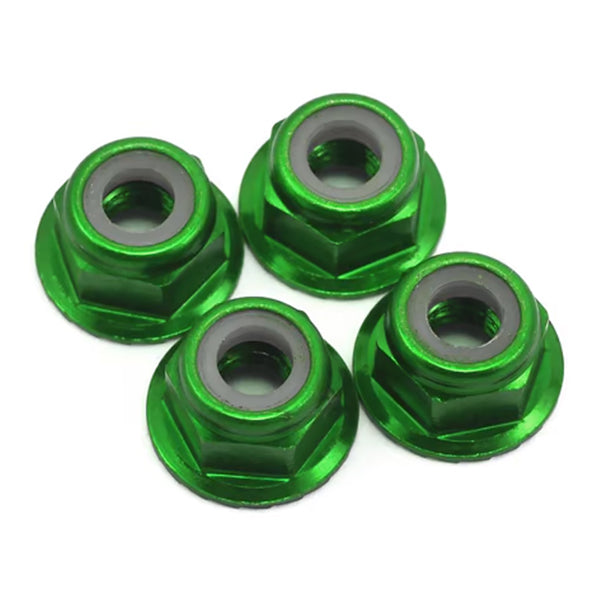 Traxxas 4mm Aluminum Flanged Serrated Nuts (4)