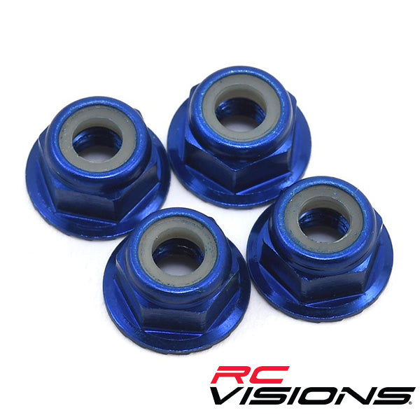 Traxxas 4mm Aluminum Flanged Serrated Nuts (Blue) (4) TRA1747R