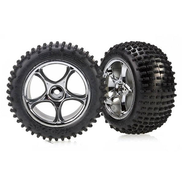 Traxxas Tires+Wheels 2.2In Black Chrome Wheels