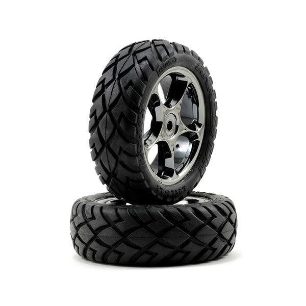 Traxxas Anaconda Front Tires w/Tracer 2.2" Wheels (2) (Black Chrome) (Standard) Default Title