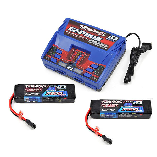 Traxxas EZ-Peak 2S "Completer Pack" Dual Multi-Chemistry Battery Charger w/Two Power Cell 2S Batteries (7600mAh)