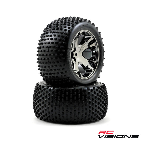 Traxxas Alias Rear Tires w/All-Star Wheels (2) (Black Chrome) (Standard) Default Title