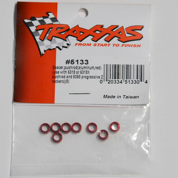 Traxxas Aluminum Pushrod Spacer (Red) (8) use with TRA5318 or TRA5318X, and TRA5358 Default Title