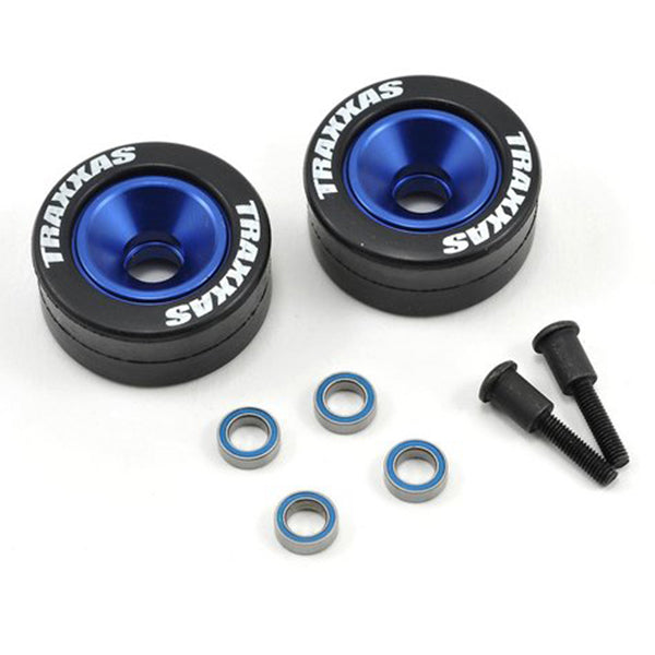 Traxxas Aluminum Wheelie Bar Wheel Set w/Rubber Tires (Blue) (2) Traxxas Aluminum Wheelie Bar Wheel Set w/Rubber Tires (Blue) (2)