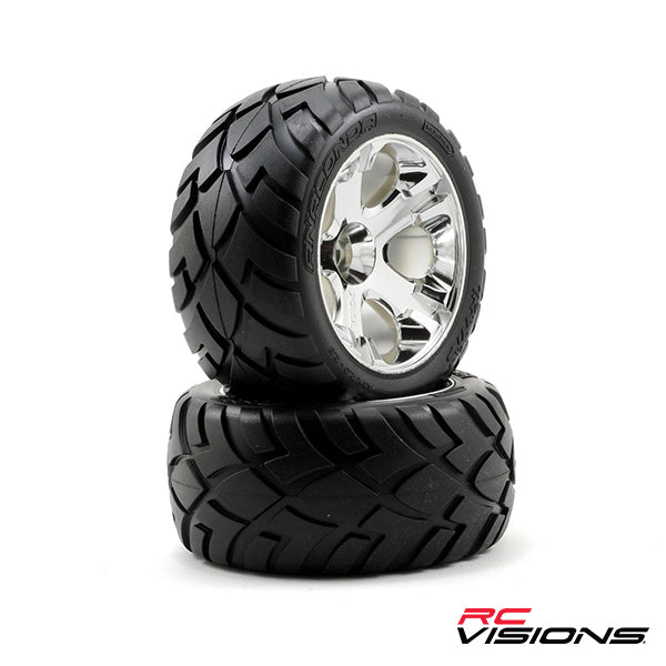 Traxxas Anaconda Tires w/All-Star Rear Wheels (2) (Jato) (Chrome) (Standard) Default Title