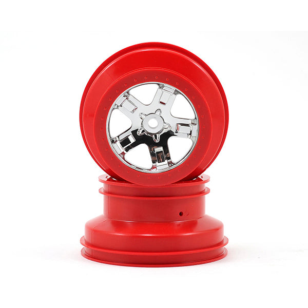 Traxxas 12mm Hex Dual Profile Short Course Wheels (Chrome/Red) (2) (Slash Rear)