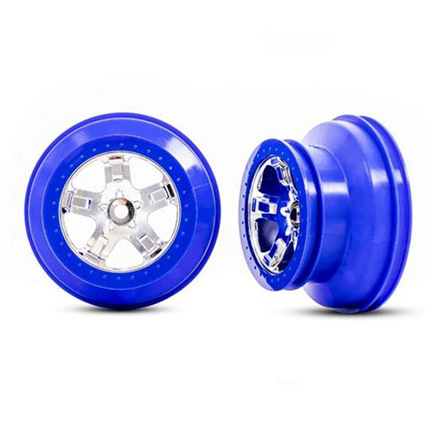 Traxxas 12mm Hex Dual Profile Short Course Wheels (Chrome/BLUE) (2) (Slash Front)