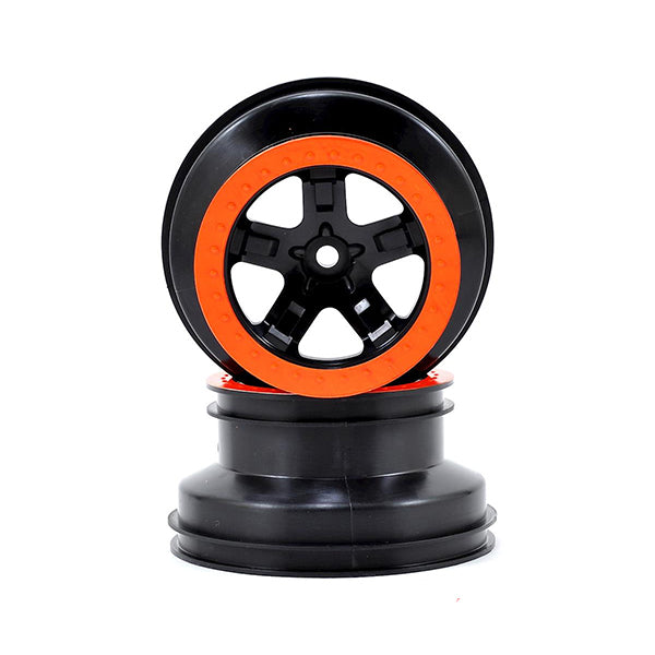 Traxxas 2.2/3.0 Dual Profile SCT Front Wheel (2) (Black/Orange) Default Title