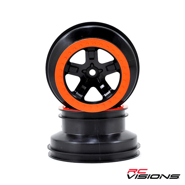 Traxxas 2.2/3.0 Dual Profile SCT Front Wheel (2) (Black/Orange) Default Title