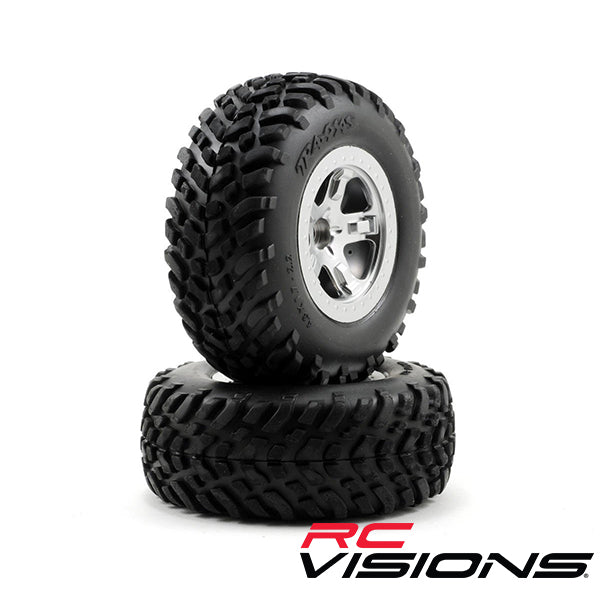 Products Traxxas 2.2/3.0 Tire w/SCT Front Wheel (2) (Satin Chrome) (Standard) TRA5875