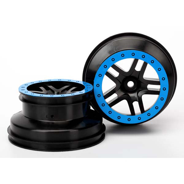 Traxxas Dual Profile Split-Spoke SCT Wheels (Black/Blue) (2) (Slash Front) 12mm Hex